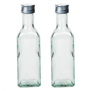 Merkloos 40x Glazen vierkante flesjes met schroefdoppen 100 ml -