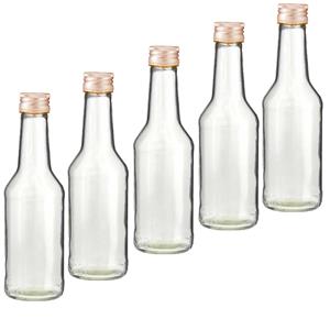 Merkloos Set van 50x stuks 1x kleine glazen flesjes met schroefdop van 200 ml - Bruiloft bedankjes -