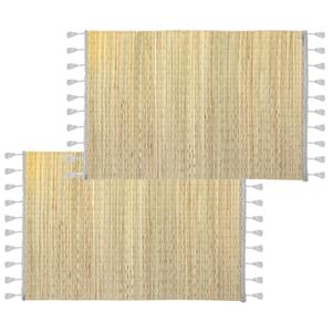 Secret de Gourmet Set van 8x stuks placemats met franjes grijs bamboe 45 x 30 -