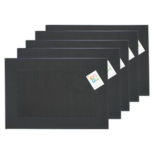Merkloos Placemats Hampton - 10x - zwart - PVC - 30 x 45 cm -