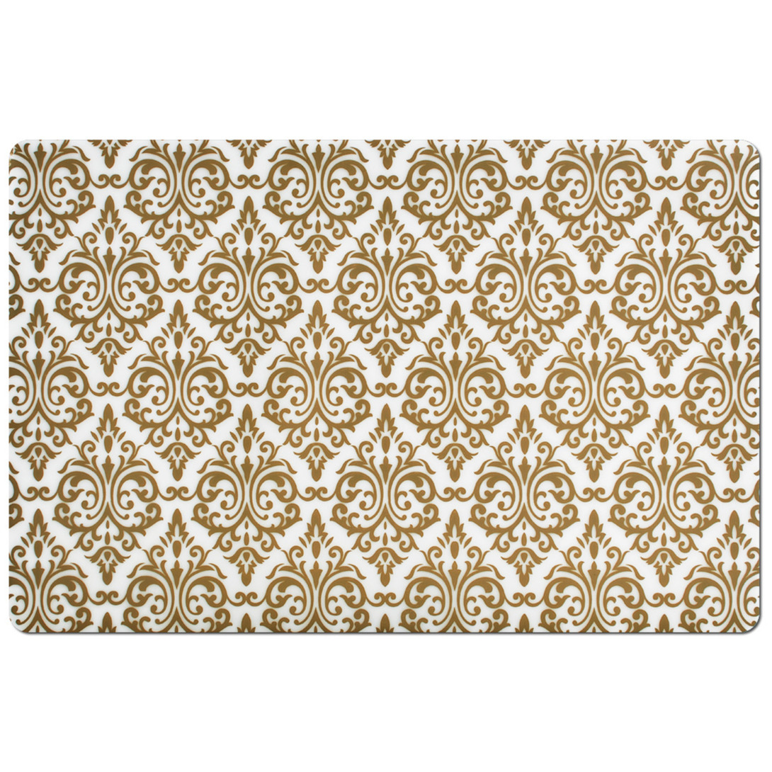 Zeller Set van 10x stuks rechthoekige placemats met gouden barok print 43,5 x 28,5 cm -