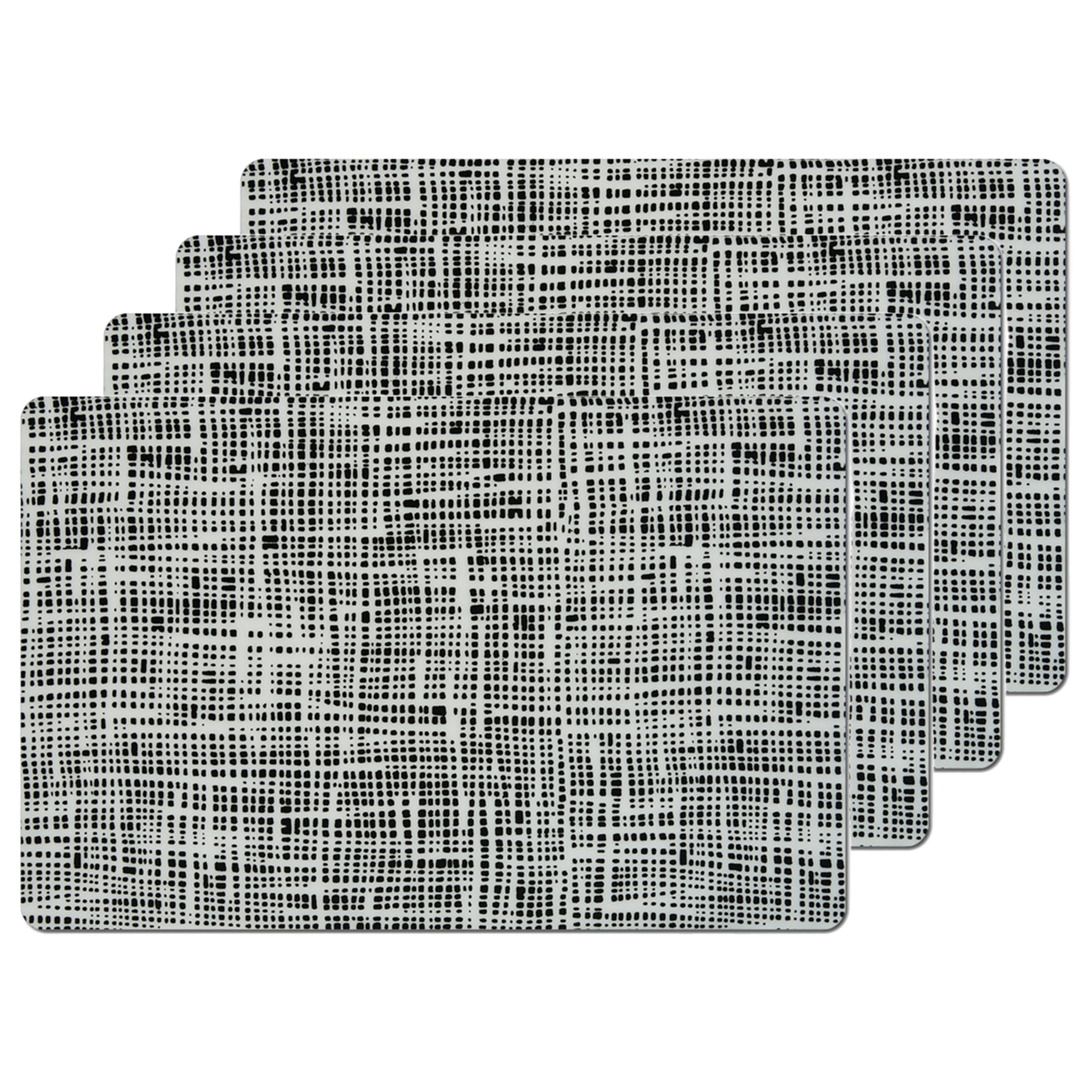 Zeller Placemats gestreept - 10x - kunststof - x 29 cm - zwart - abstract -