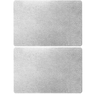 Merkloos Set van 8x stuks rechthoekige placemats zilver met glitters 43,5 x 28,5 cm -