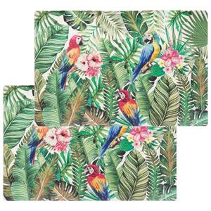 Secret de Gourmet Set van 8x stuks rechthoekige placemats Tropisch papegaaien PVC 45 x 30 cm -