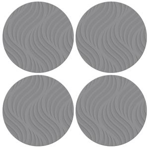 Cepewa 8x stuks ronde placemats grijs met wave patroon cm -