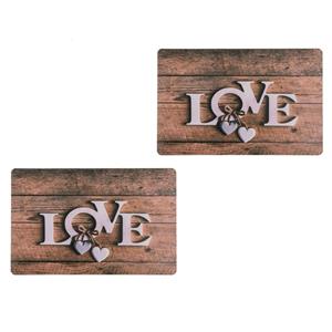 Merkloos 10x Rechthoekige bruine placemats I love you 29 x cm -