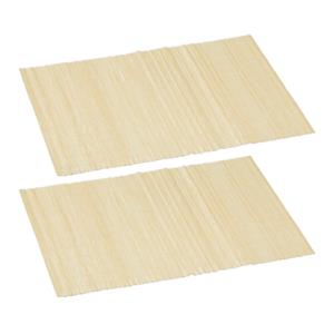Cepewa 12x stuks rechthoekige bamboe placemats beige 30 x 45 cm -