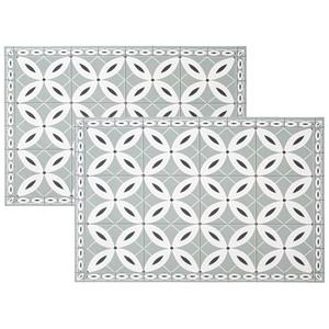 Secret de Gourmet Set van 12x stuks placemats mozaiek grijs vinyl 45 x 30 cm -