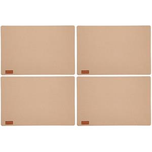 Merkloos 12x stuks rechthoekige placemats met ronde hoeken polyester beige 30 x 45 cm -