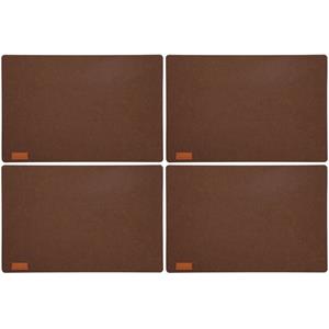 Merkloos 12x stuks rechthoekige placemats met ronde hoeken polyester cappuccino bruin 30 x 45 cm -