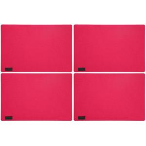 Merkloos 12x stuks rechthoekige placemats met ronde hoeken polyester fuchsia roze 30 x 45 cm -