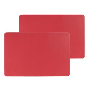 Secret de Gourmet Set van 12x stuks placemats PU-leer/ leer look rood 45 x 30 cm -