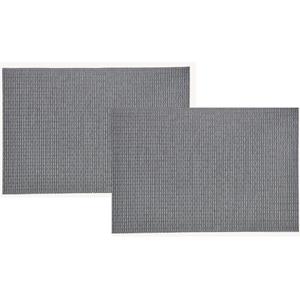 Merkloos 12x Rechthoekige placemats grijs kunststof 45 x 30 cm -