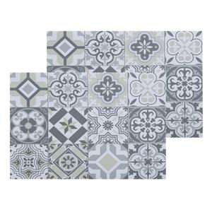 Secret de Gourmet Set van 12x stuks rechthoekige placemats mozaiek grijs vinyl 45 x 30 cm -