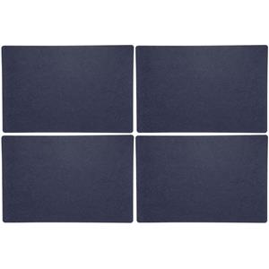 Merkloos 12x stuks rechthoekige placemats met ronde hoeken polyester navy blauw 30 x 45 cm -