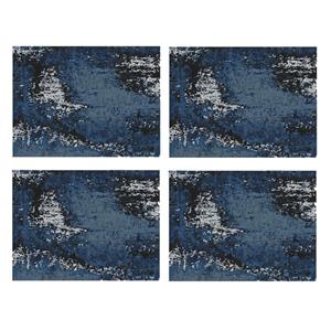Contento 8x stuks luxe stijlvolle placemats van vinyl x 30 cm blauw/wit -