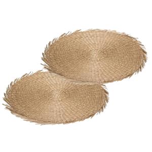 Secret de Gourmet Set van 8x stuks ronde placemats raffia naturel cm -