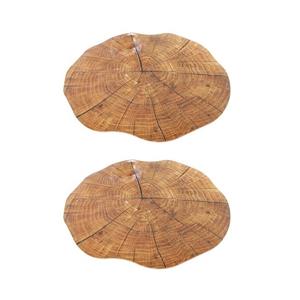 Merkloos Set van 10x stuks ronde placemats boomstam print cm -