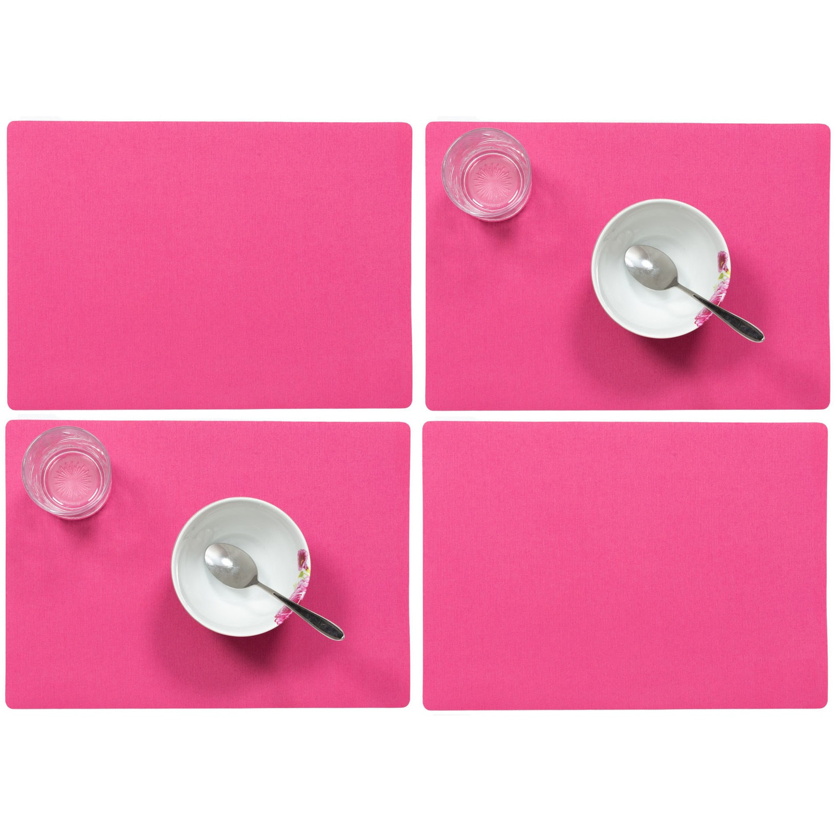 Wicotex Set van 10x stuks stevige luxe Tafel placemats Plain fuchsia roze 30 x 43 cm -