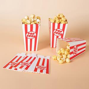 LuckyDay3 12Pcs Striped Popcorn Paper Boxes Buckets Red White Stripes Bags Snack Containers For Baby Shower Birthdays Party Supplies