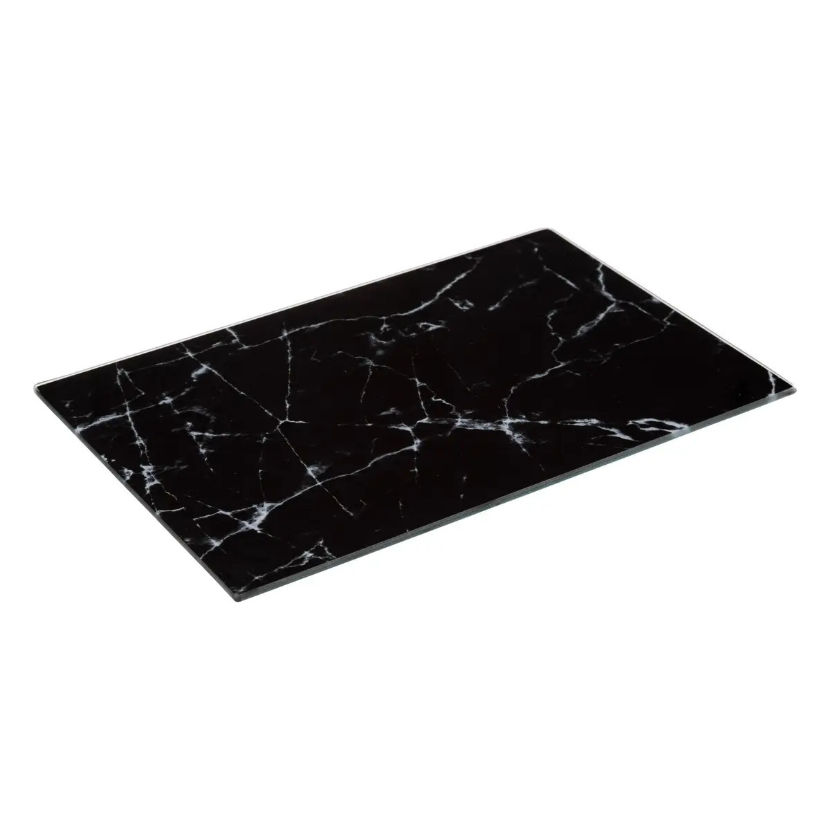 Glasschneidebrett 30x20cm schwarz marmoreffekt - Schwarz - 5five