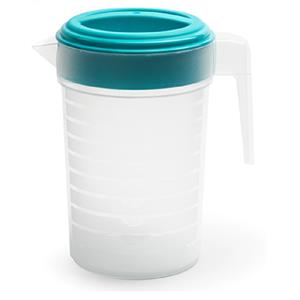PlasticForte Waterkan/sapkan transparant/blauw met deksel 1 liter kunststof -