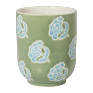 Xenos Cup met bloemen - groen/blauw - 175 ml