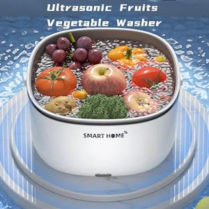 Beauty Decor Ultrasound Vegetable Washing Machine With Handle Food Grains Purifie Basket Batteries Powered Kitchen Gadgets For Fruits Bottles