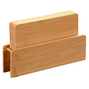 Kesper Broodplankjes met houder - set 5x stuks - bamboe hout - 24 x 15 cm -