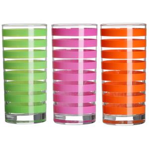 Urban Living Drinkglazen Colorama - 3x - roze/groen/oranje - glas - 280 ml - gekleurd mix -
