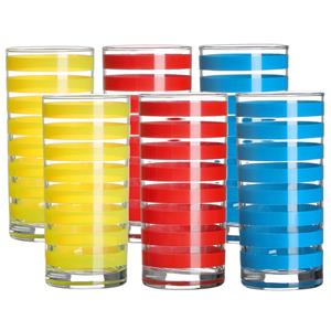 Urban Living Drinkglazen Colorama - 6x - rood/geel/blauw - glas - 280 ml - gekleurd mix -