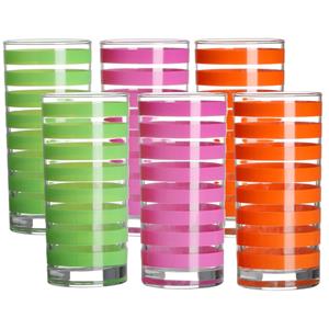 Urban Living Drinkglazen Colorama - 6x - roze/groen/oranje - glas - 280 ml - gekleurd mix -