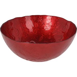 Merkloos Glazen decoratie schaal/fruitschaal rood rond D28 x H11,5 cm -