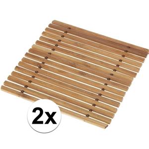 Merkloos 2x Pannen onderzetter bamboe 18 cm -