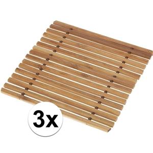 Merkloos 3x Pannen onderzetter bamboe 18 cm -