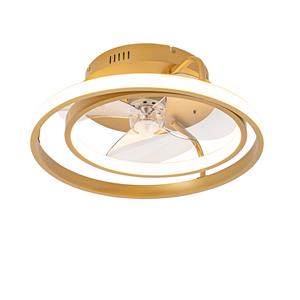 QAZQA Plafondventilator goud incl. LED met afstandsbediening - Kees