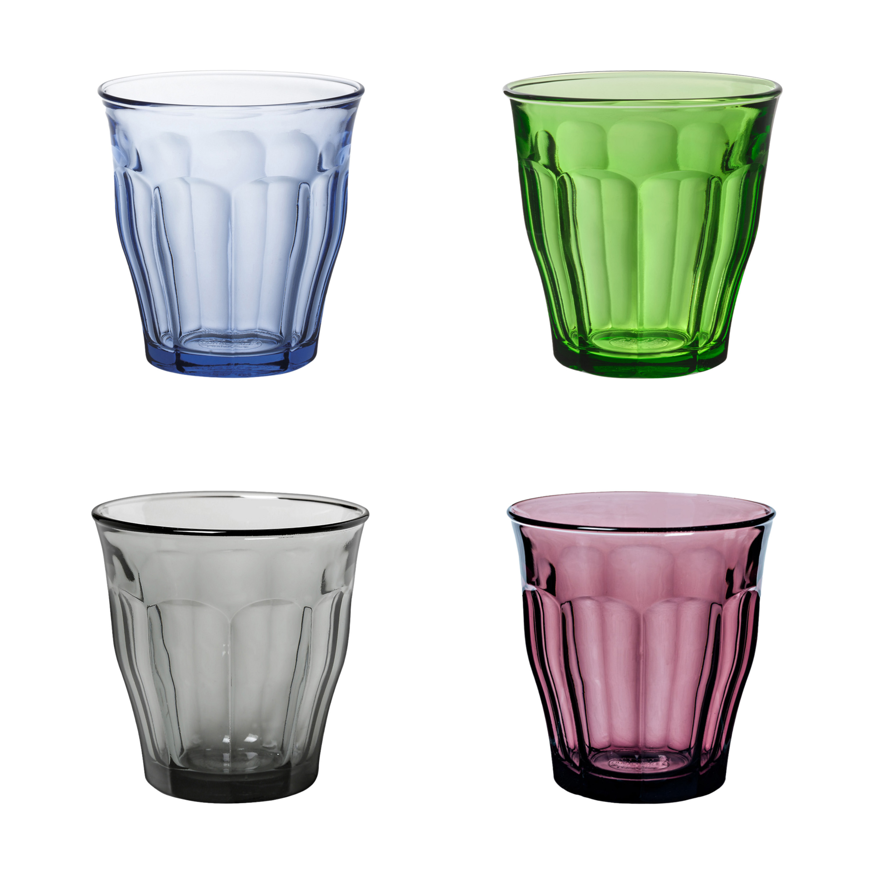 Duralex Drinkglazen/waterglazen Picardie - 4x stuks - gekleurd glas - 250 ML -
