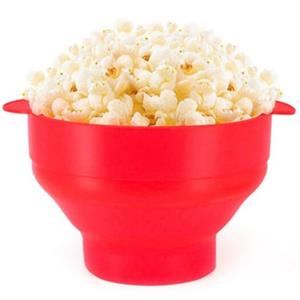 HOD Health & Home Microwaveable Silicone Popcorn Maker Bowl With Handle High Temperature Resistance Bpa Free Container Bean Red