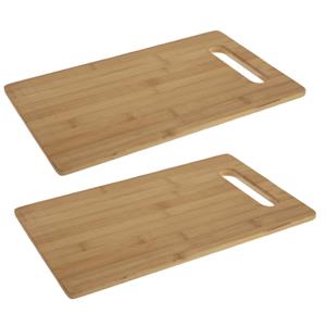 Excellent Houseware 2x stuks snijplank bamboe hout rechthoek met handvat cm -