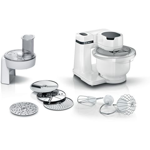 BOSCH Keukenmachine Serie 2 MUMSAW01, Kunststoffschüssel, Durchlaufschnitzler, weiß