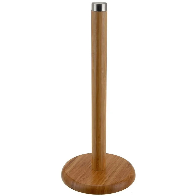 Excellent Houseware Keukenrolhouder - bamboe hout - staand model - D14 x H32 cm -