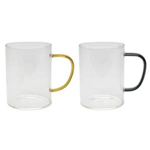 Z1 Drinkglas Met Gekleurd Oor Amber/petrol/zwart Ø8x10cm 400ml