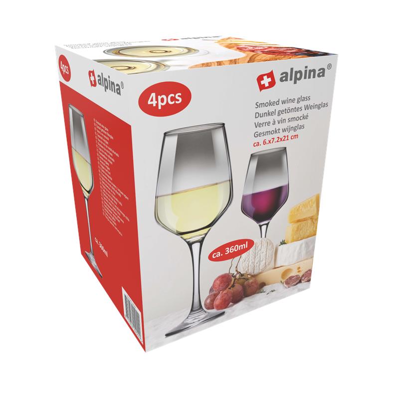 Alpina Witte Wijnglas In Smoke Kleur 360ml Doos A 4 Stuks