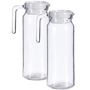 Vivalto Set van 2x stuks glazen schenkkannen/karaffen met deksel 1 liter 12 x 25 cm -