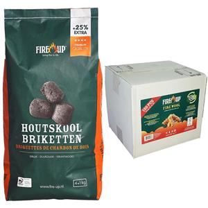 Fire up BBQ starterspakket - houtskool briketten 10 kilo - barbecue aanmaak houtwolkrullen 150x -