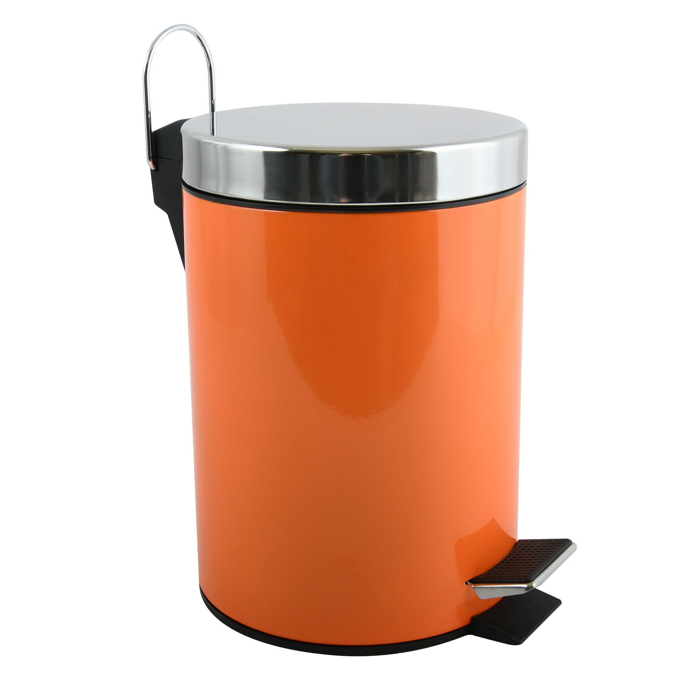 MSV Prullenbak/pedaalemmer - metaal - oranje - 3 liter - 17 x 25 cm - Badkamer/toilet -
