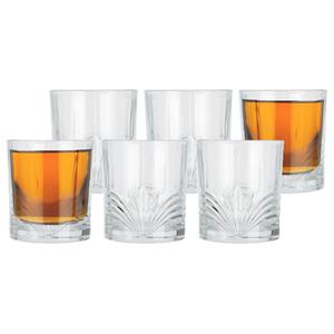 Excellent Houseware Drinkglazen Palm Springs - 6x - helder transparant - glas - 230 ml - met glas decoraties -