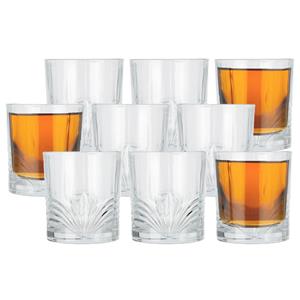 Excellent Houseware Drinkglazen Palm Springs - 9x - helder transparant - glas - 230 ml - met glas decoraties -