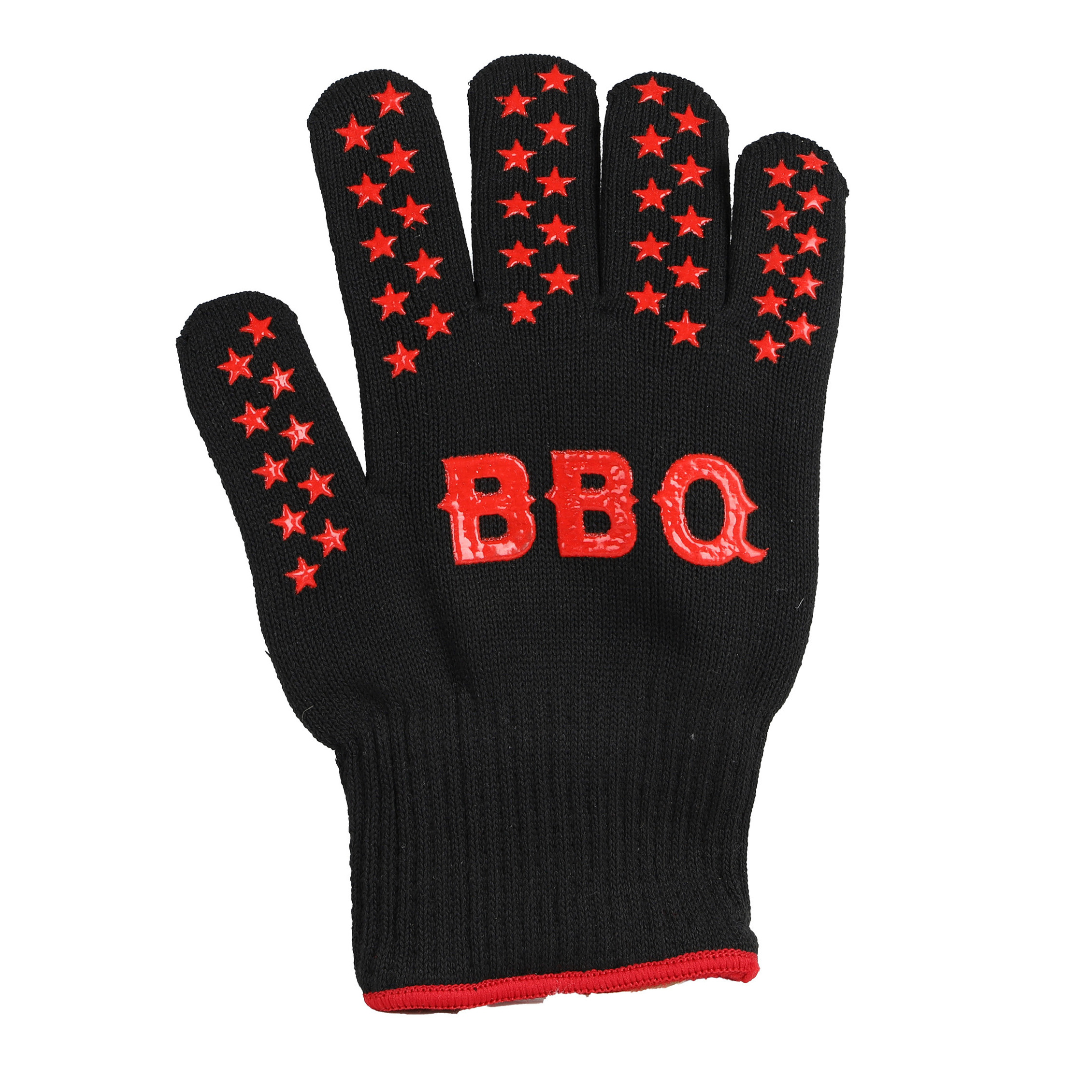 Elite BBQ handschoenen - hittebestendig tot 250 graden - zwart/rood - katoen - ovenwanten -
