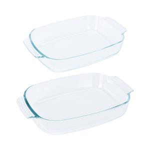 Excellent Houseware Ovenschalen 2-delige set - glas - ovaal - 2 en 2.7 Liter - vaatwasser bestendig -